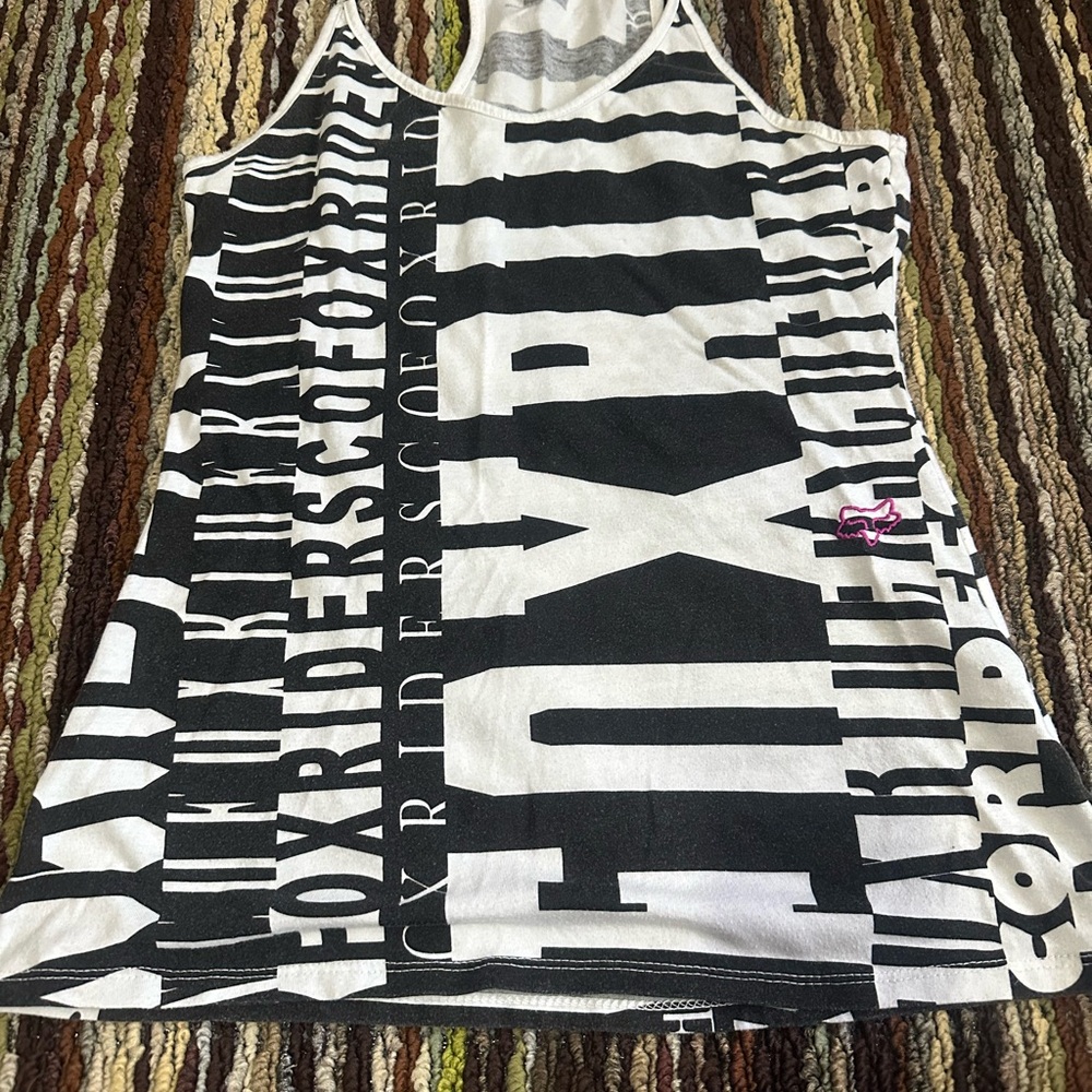 Fox Black and White Graphic Tank Top - Picture 1 of 7